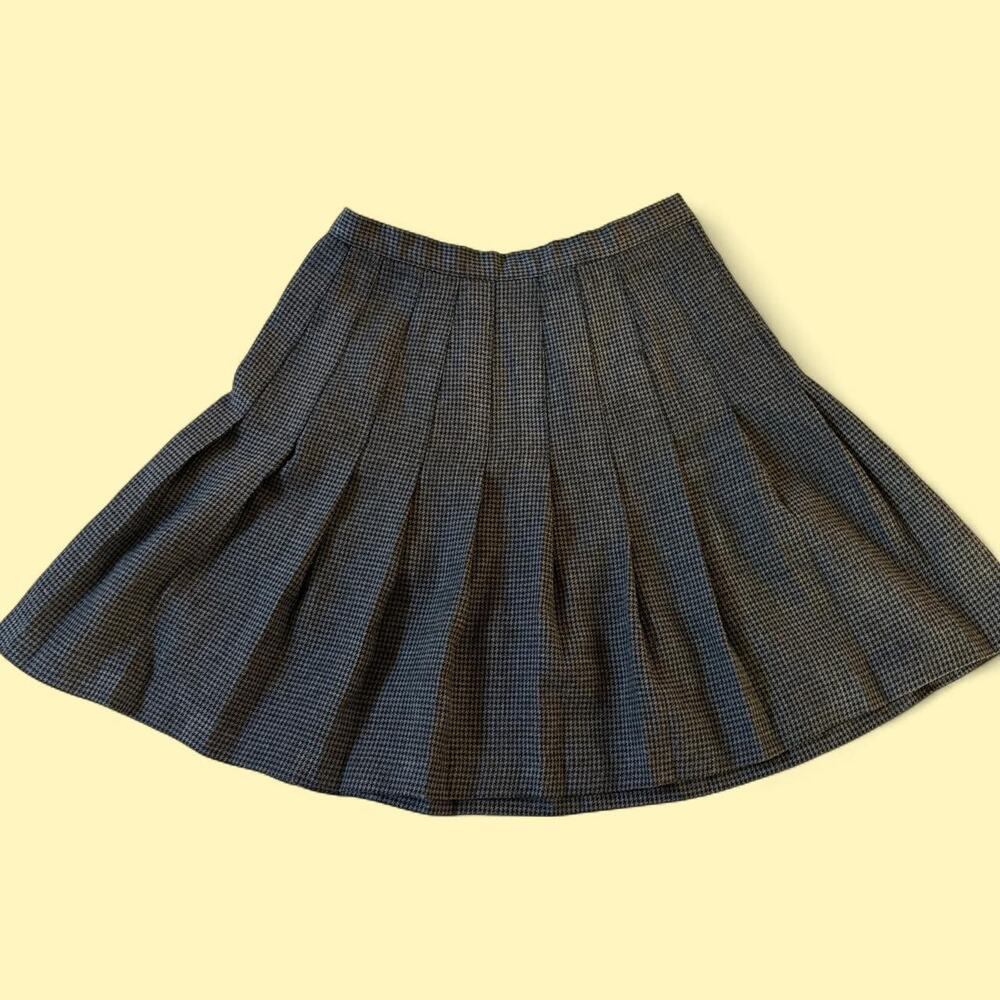 Vintage 90s Houndstooth Pleated Skirt